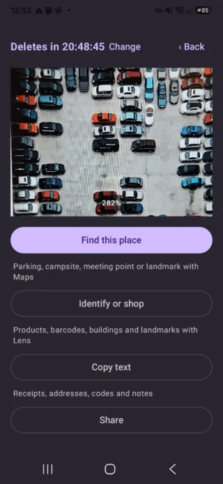 Photo Pin showing a car park to find again