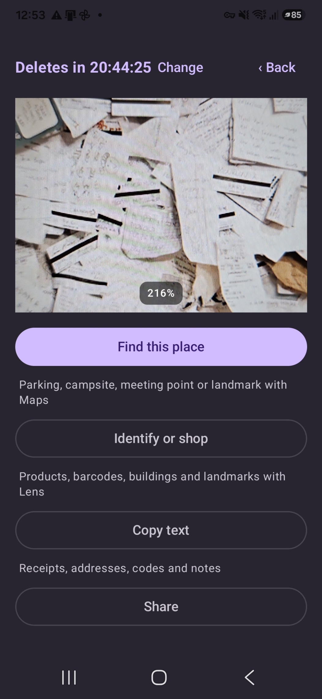 Receipt photos kept inside Photo Pin until the user chooses an action